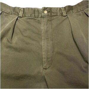 Bills Khakis Twill Pleated Pants 40 (36x33 Cuffed) Mens Heavier Forest Green